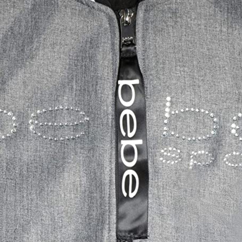 Bebe Gray Sport Fleece Lined Bomber Jacket in medi - Picture 5 of 8